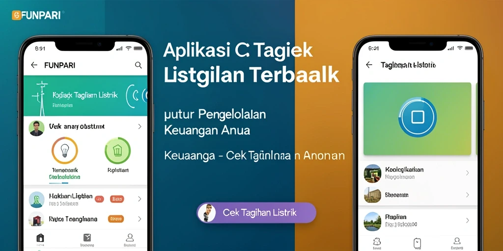 Tampilan antarmuka aplikasi FUNPARI untuk cek tagihan listrik.