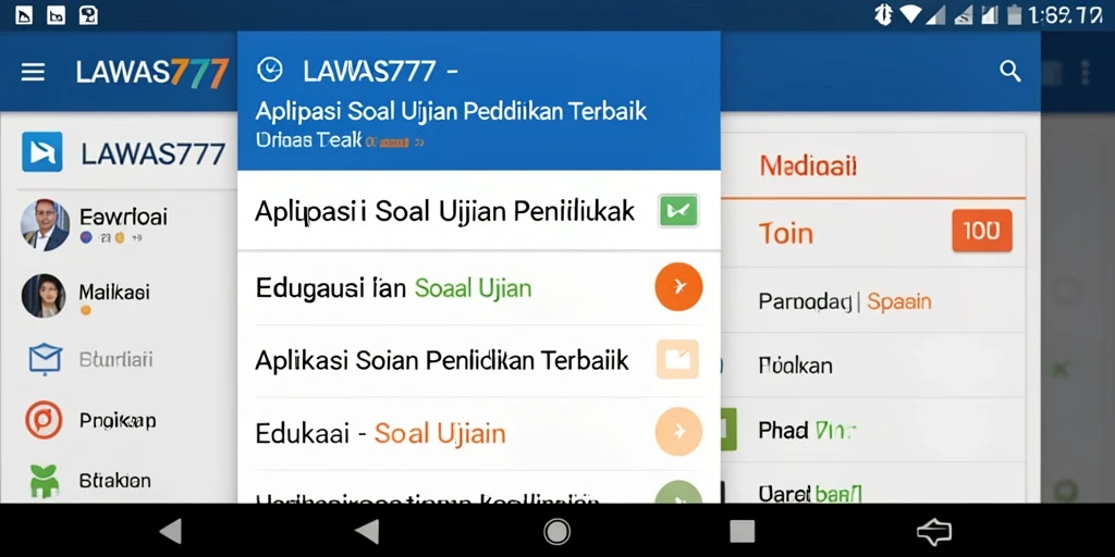 Tampilan antarmuka aplikasi LAWAS777 untuk soal ujian.