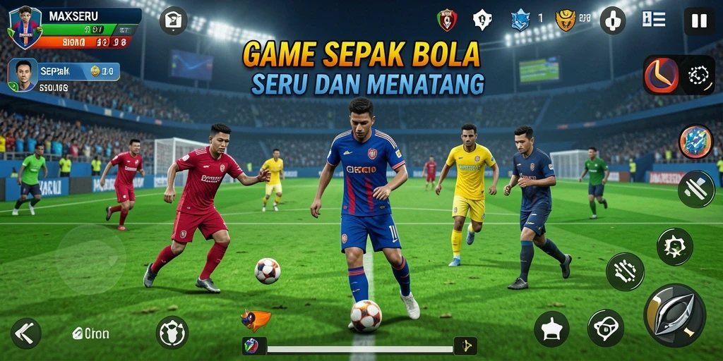 Tampilan antarmuka game Sepak Bola yang menarik dan intuitif.