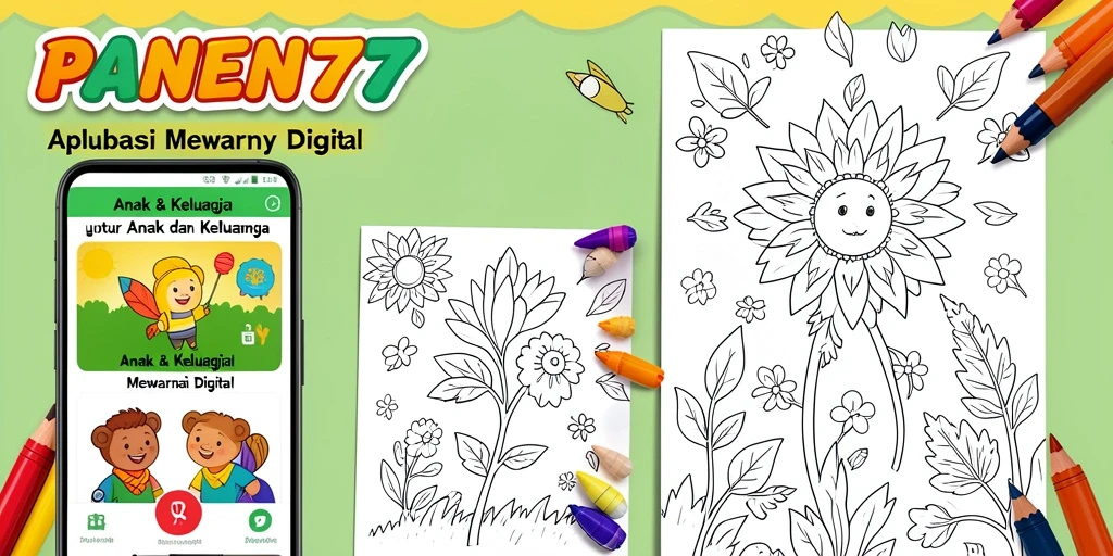 Antarmuka aplikasi Mewarnai Digital PANEN77 yang menarik dan interaktif.