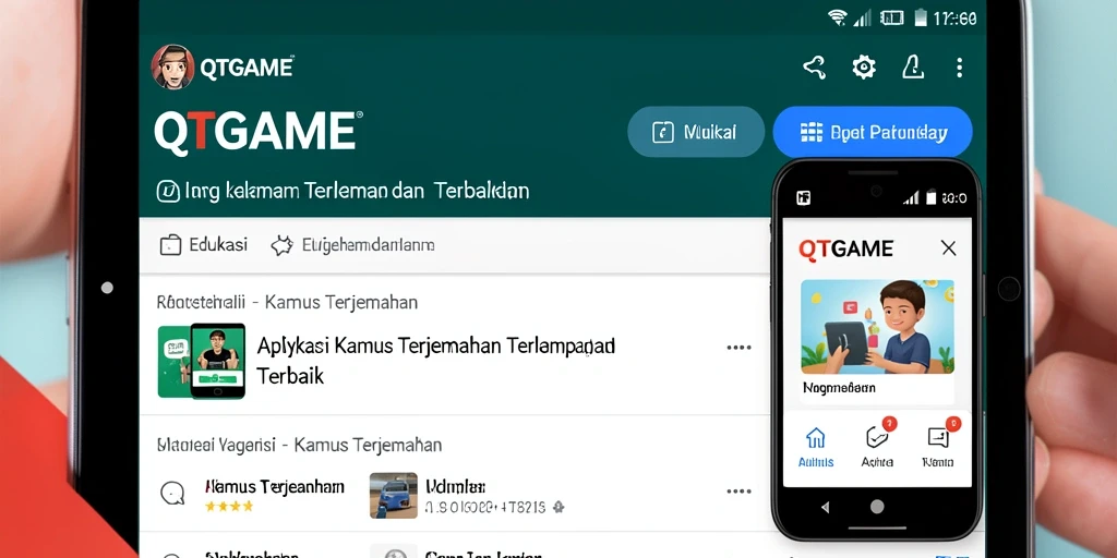 Tampilan antarmuka QTGAME yang user-friendly untuk terjemahan bahasa.