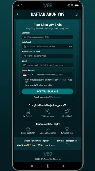 Panduan Registrasi Akun Baru y89 untuk Pengguna Android